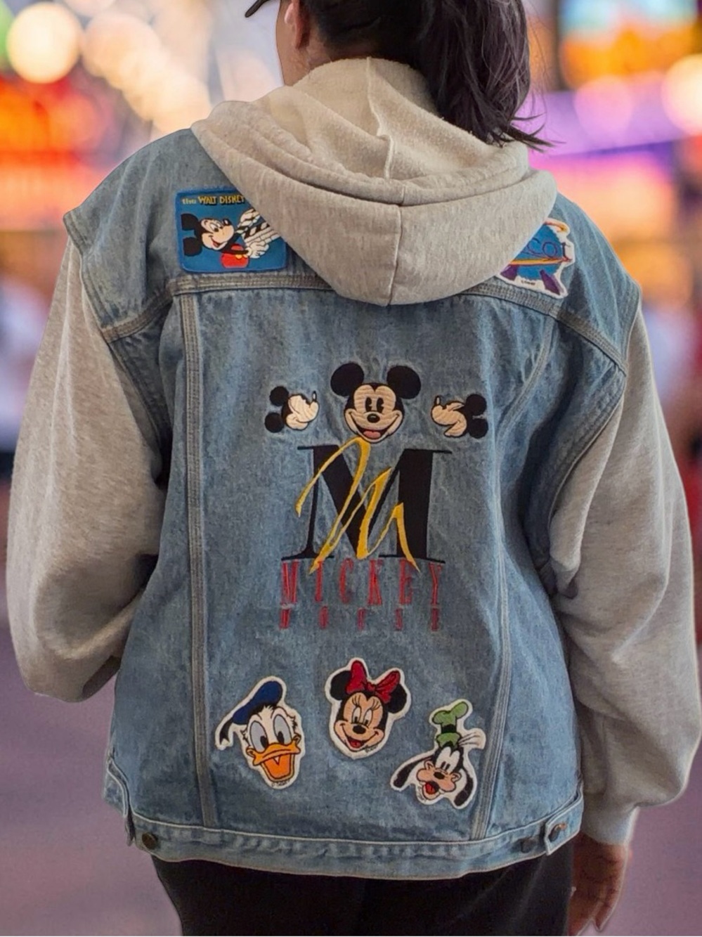 Disney Mickey Inc Hooded Denim Jacket XXL Vintage Theme Parks Y2K